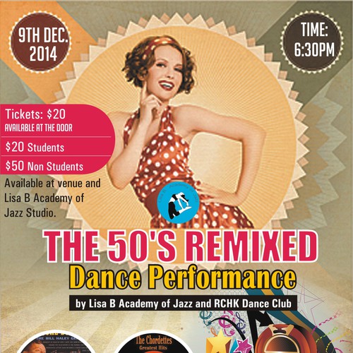 Create a poster and program for a 50's Remixed themed kids dance show! Design by swanandi2010