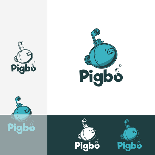 Design funny & minimal logo for 'pigbo' game studio with pig and sub-marine Réalisé par de-ek 06