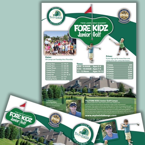 Twin Lakes Golf Academy / FORE KIDZ Junior Golf Camps needs a new print or packaging design Design por V.M.74