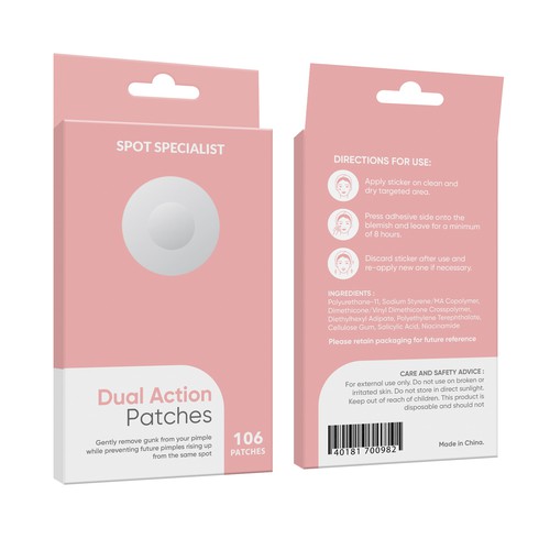 Pimple Patch PACKAGING to appeal to FEMALE BEAUTY user Design by Rajith Shantha