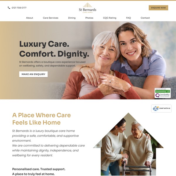 Modern Care Home Website Design