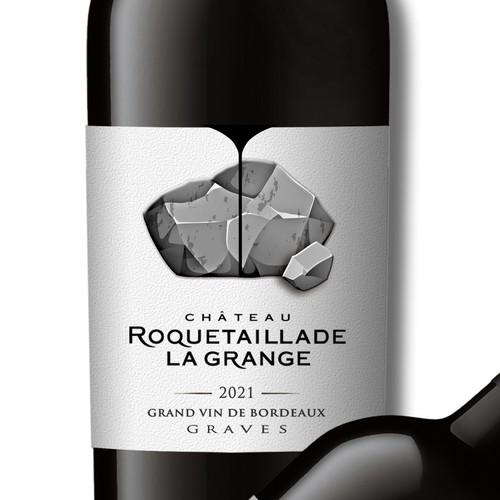 Label redesign: Attractive French Wine Label representing a carved rock-ontwerp door Debdutta*