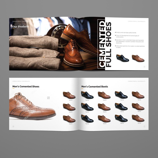 Design a fresh and sophisticated brochure for a luxury shoe ...