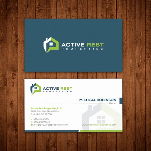 Modern Business Cards for Active Rest Properties Design by ™SF_Design™