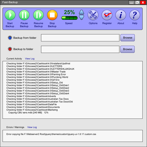 Button / GUI Design for Fast-Backup (Windows application) デザイン by jilub