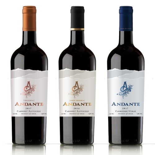 Wine label designer needed for Andante: award-winning, expertly curated wines from Chile Design by :-DiegoGuirao