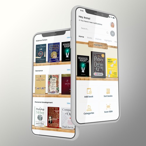 Designs | Digital Bookshelf | App design contest
