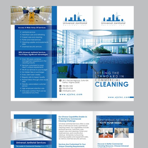 Brochure for an established commercial cleaning business Design by Dzine Solution