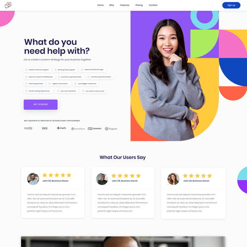 Create an enticing and user and human centric website design for a live chat support service company Design by Ena J