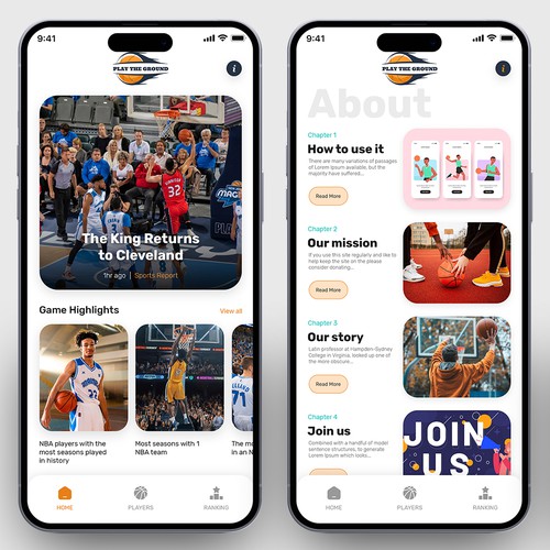 Basketball UI design Design by sandy#ogma