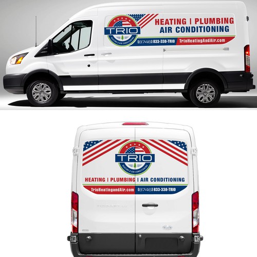 TRIO Heating & Air - Re-Brand Launch Vehicle Wrap Designs - For Vans Design by theANUNGs