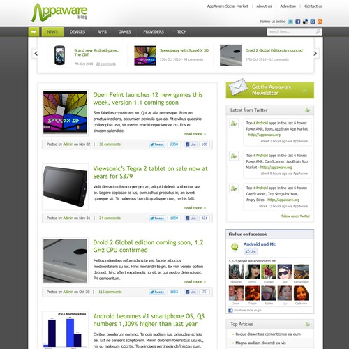 AppAware: Android and Twitter-like website Diseño de Hitron_eJump