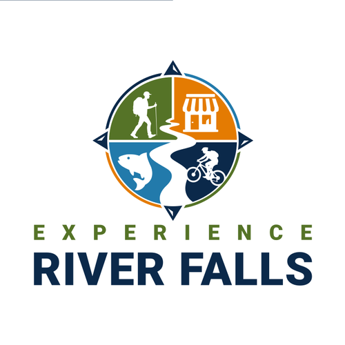 "Tourism Bureau Logo Competition - River Falls, WI" winning Logo & business card