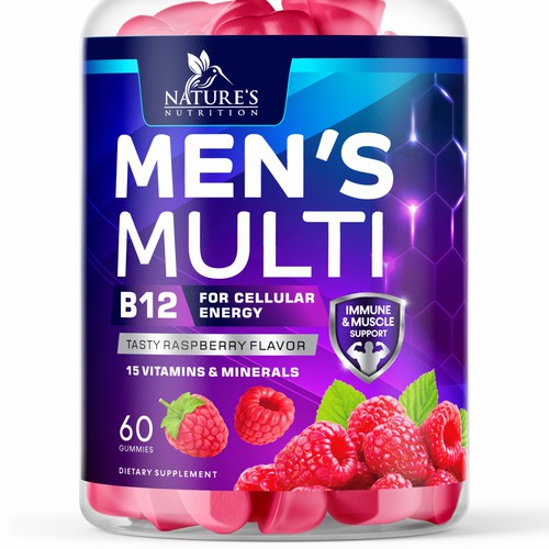 Designs | Men's Multivitamin Gummies label design needed for Nature's ...