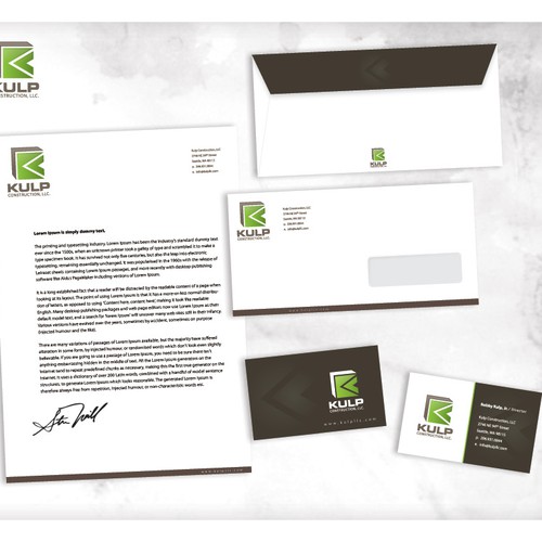 Stationery For Kulp Construction Llc Stationery Contest 99designs