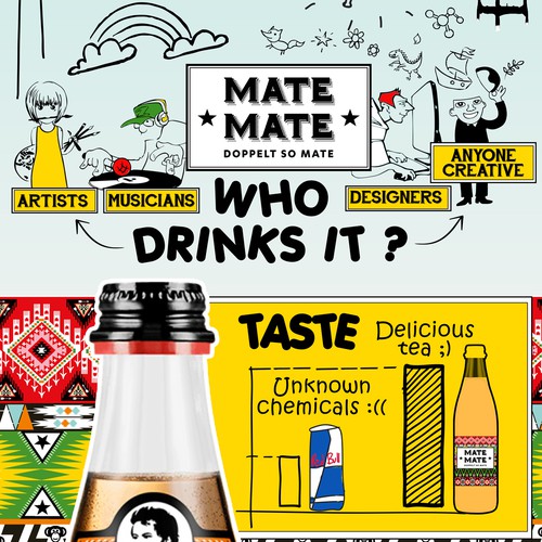 Create a fun infographic describing advantages of a an energy drink. Design by Nevermura