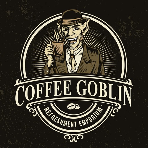 Diseño de Coffee Goblin! Design a vintage coffee logo with steampunk style for coffee bag label/website/merch de brightoneart