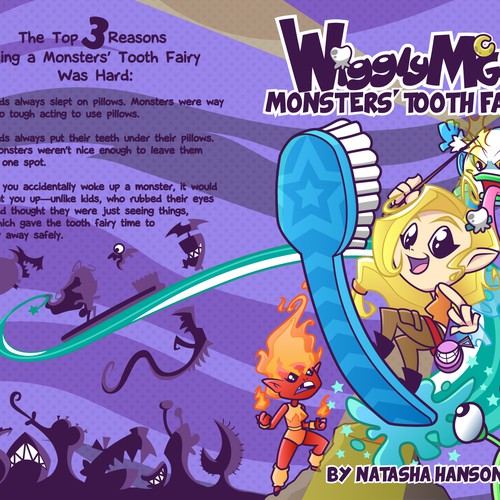 Childrens Book Cover about a Monsters' Tooth Fairy (ages 5-8) Design by Dante Bañuelos