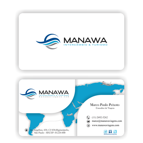 Please create a great Business Card design for travel agency Manawa! Design by Parth Soni