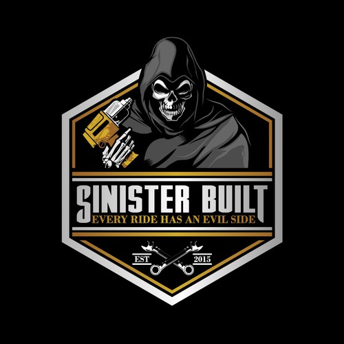 Dark And Evil Logo For Custom Automotive Company Sinister Built