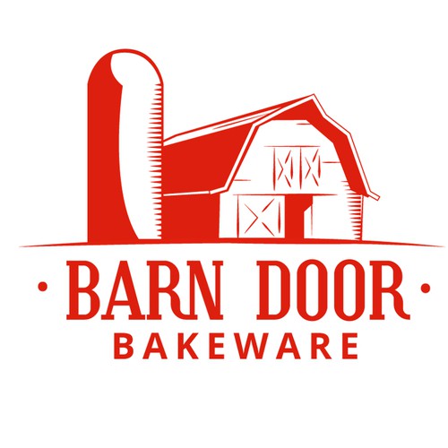 Create a "cool rustic" styled logo of a Barn Door for Barn Door Bakeware Logo Design by krehbielLABS