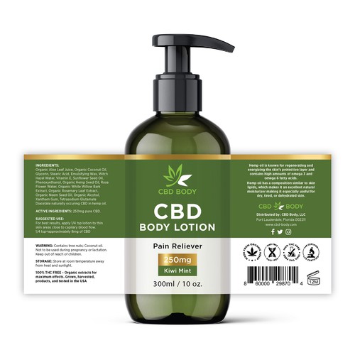 CBD Body Lotion Label Design Contest Design by MMX