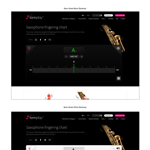 Designs | Single Webpage design - Free music tuner (ideally for a ...