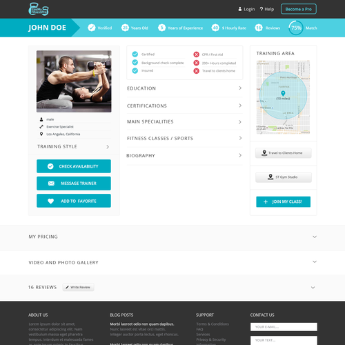 Design the next UBER for Fitness | Web page design contest