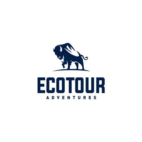 Creative Eco Tour logo integrating mountain  & bison Design by Unintended93