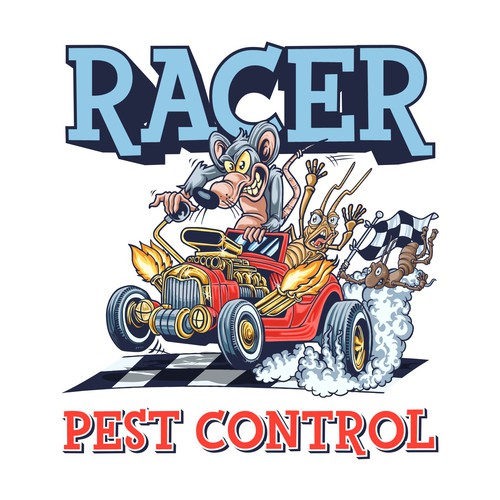 Design a cartoonish "Racing Pest at finish line" to promote our new pest control company Design by Hadeboga Studio