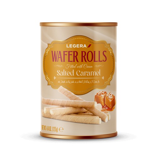 LEGERA Wafer Rolls Pack 125 gm - Salted Caramel Design by Gustavo RV