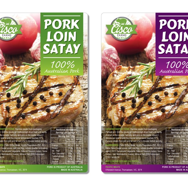 Create a label for marinated pork products