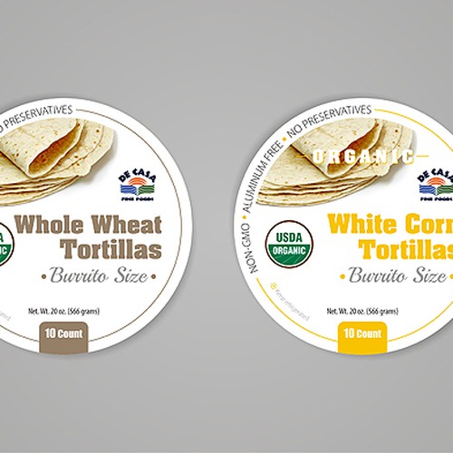 Create a new label for our natural tortillas Diseño de VEBO