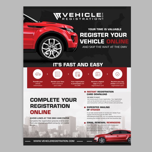 One-Page Flyer for VehicleRegistration.com Réalisé par iulianrosu