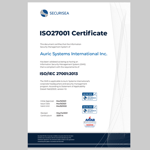ISO Certificate Design Design by enan+grphx