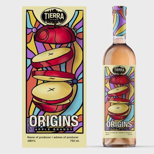 Wanted: an image forward and colorful spirit bottle label design for Apple Brandy release Design by El eduardo