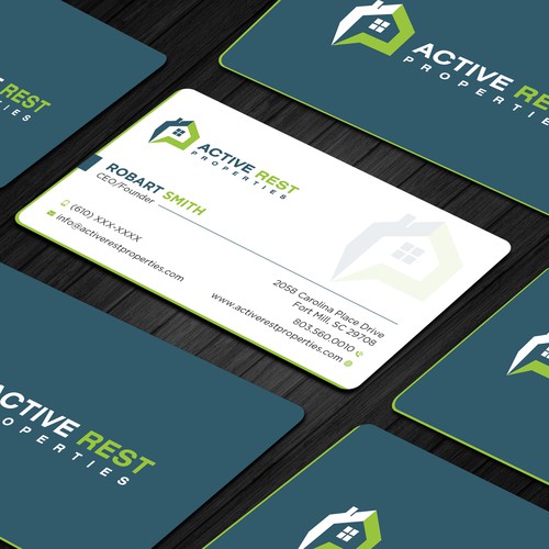 Modern Business Cards for Active Rest Properties Design by Brandmaker artist