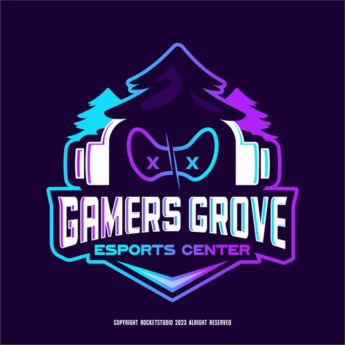 Logo for a casual and competitive esports video game center Diseño de rocketstudio