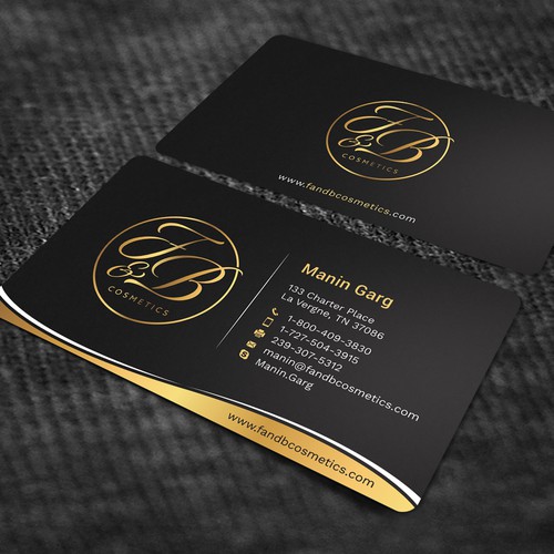 Black & Metallic Gold Business Cards Diseño de Jahid™