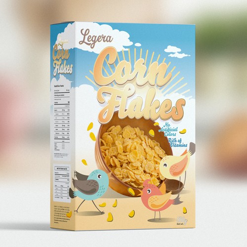 Premium cereal breakfast packaging (Corn Flakes) Design by Glerm Rubini