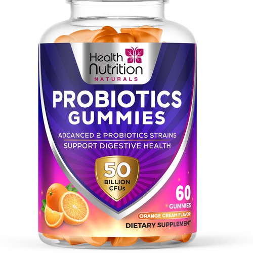 Healthy Probiotic Gummies Label needed for Health Nutrition Design by JOHN's_AlphaCreation