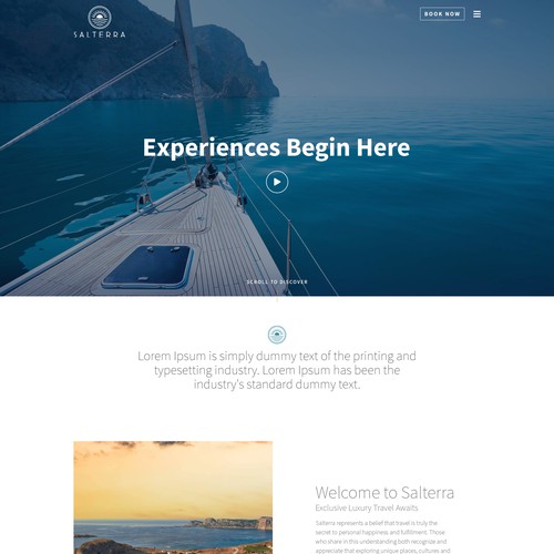 Create a beautiful dreamlike landing page for a luxury travel experience. Design by Web Hub