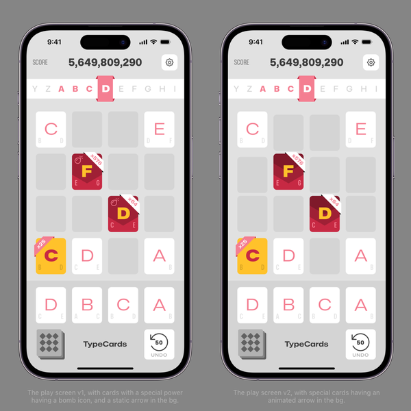 Minimalist, puzzling card game app design