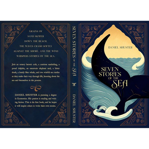 Design a whimsical storybook cover for a collection of fables about sea creatures Design by Llywellyn