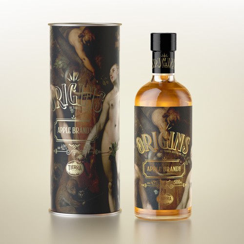 Wanted: an image forward and colorful spirit bottle label design for Apple Brandy release Design by Glerm Rubini