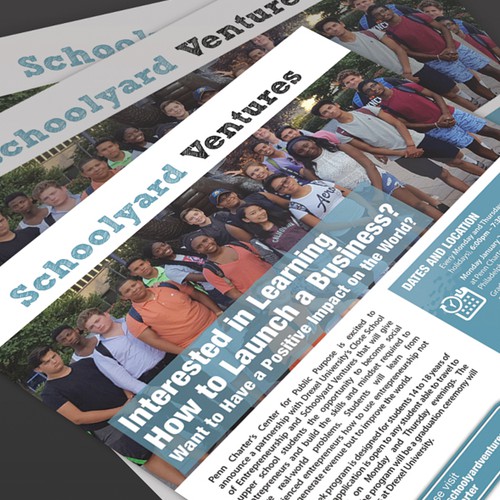 One page flyer for program that supports teen entrepreneurs Design by Saqi.KTS