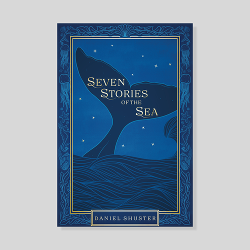 Design a whimsical storybook cover for a collection of fables about sea creatures Design by Katie MJ