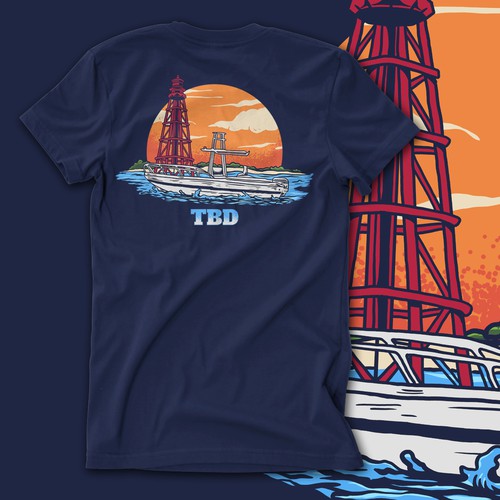 Custom boat shirts for the fam to wear fishing and diving Design by Oremeba