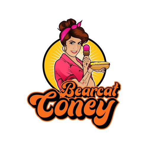 G-Rated Cartoon PinUp Girl girl logo for Retro Coney Hotdog restaurant Design by MALATHY