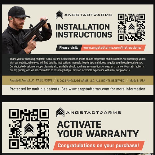 Warranty activation flyer for gun company (postcard) Design by Alphabet ♥